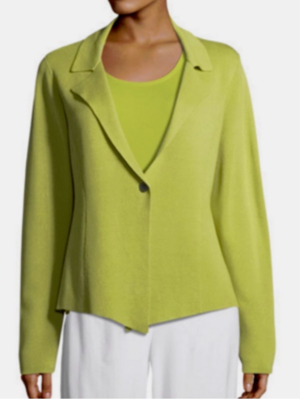 Eileen Fisher Silk-Blend Interlock Short Jacket in Verbena Size Petite Small